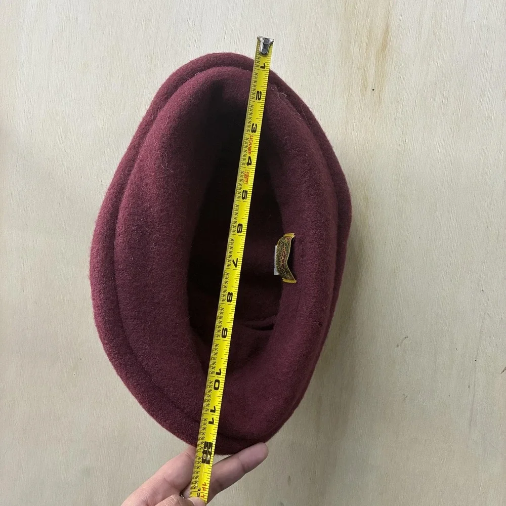 Scala Collezione Hat Cloche Womens One Size Red Wool Felt Pleated Fall‎ Winter